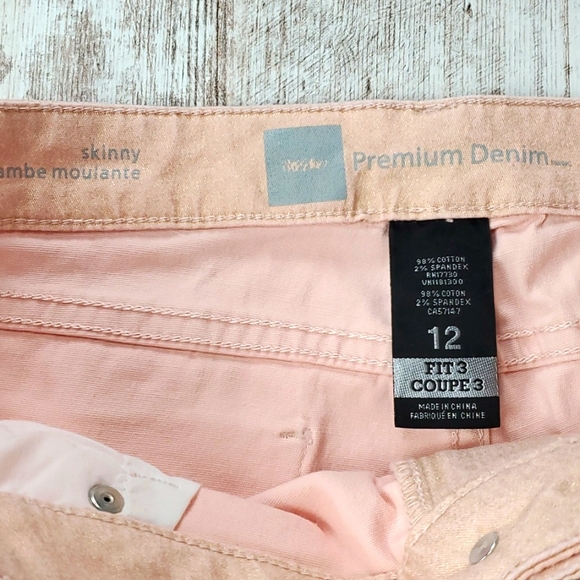 5/$30🎀Mossimo | Rose Gold Pink Sparkle Finish Barbiecore Skinny Jeans Denim - Picture 5 of 11